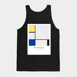 Composition with Yellow, Blue, Black and Light Blue with text by Mondrian Tank Top